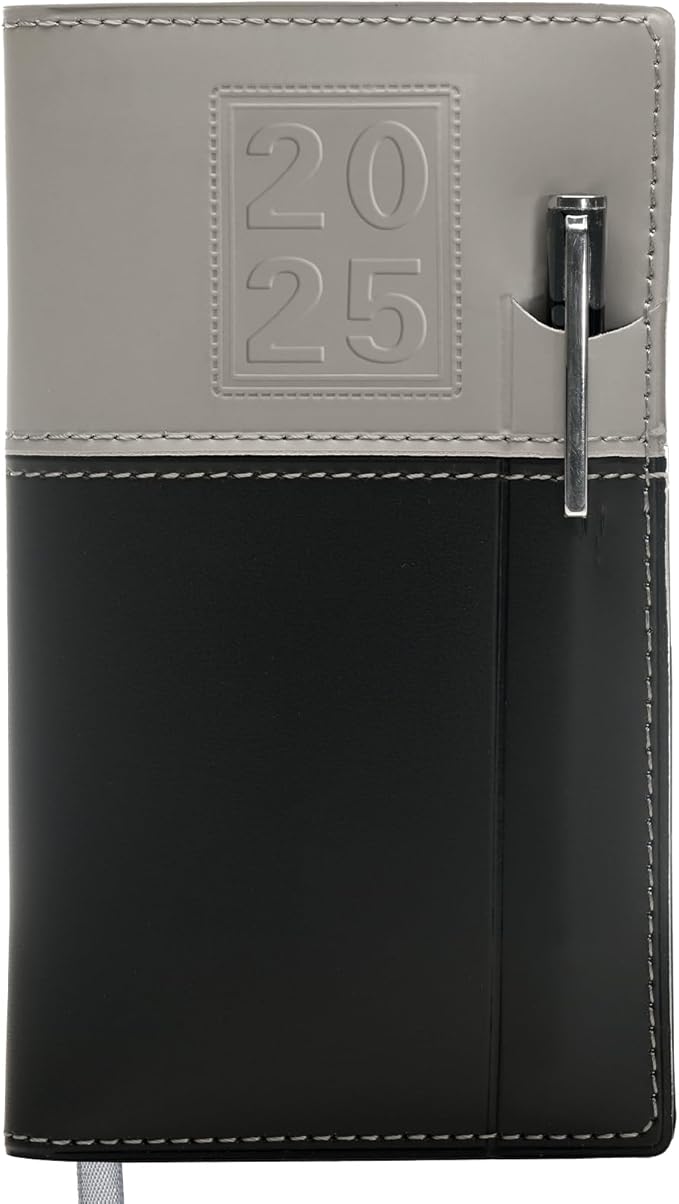 2025 Pocket Planner/Pocket Calendar and Pen, 3.5"x6": Includes 14 Months (November 2024 - December 2025) / 2025 Weekly Planner/Weekly Agenda/Monthly Calendar Organizer (Gray/Black)