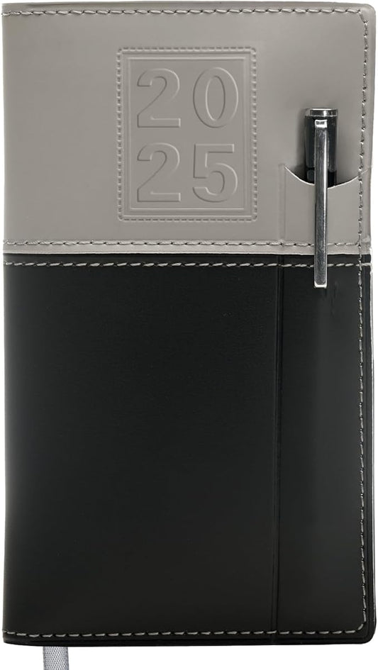 2025 Pocket Planner/Pocket Calendar and Pen, 3.5"x6": Includes 14 Months (November 2024 - December 2025) / 2025 Weekly Planner/Weekly Agenda/Monthly Calendar Organizer (Gray/Black)
