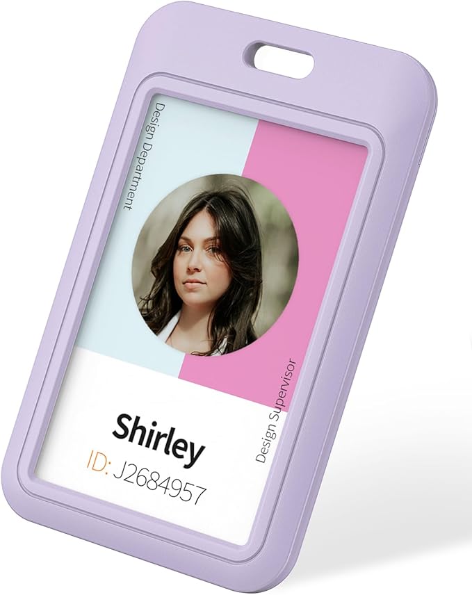Uniclife 3 Pack Sliding ID Badge Holder Vertical Hard Plastic Case with Clear Window Light-Purple Card Protector for Office School ID Credit Cards Proximity Key Cards Driver’s Licenses and Passes