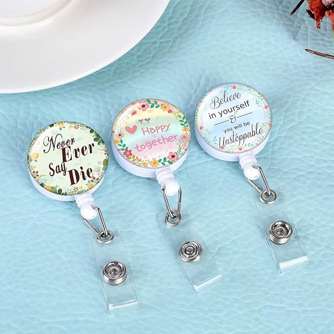 Retractable ID Badge Holder Nurse Badge Reels with Clip Name Card Holders for Office Worker Doctor Nurse (Multicoloured-C)