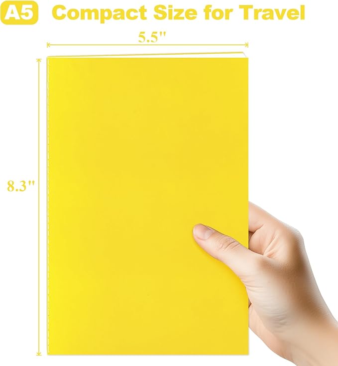 4 Pack Blank Books for Kids, Small Journals Bulk, Girls Notebooks for Drawing & Writing, 5.5"x 8.3", 60 Pages - Sketchbooks w/Soft Cover, Unlined Paper, A5 Travel Size (Dark Yellow)