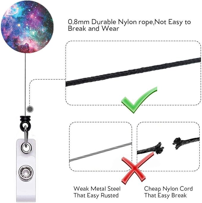 Retractable ID Badge Holder Nurse Badge Reels with Clip Name Card Holders for Office Worker Doctor Nurse (Starry Sky 3 Pack)
