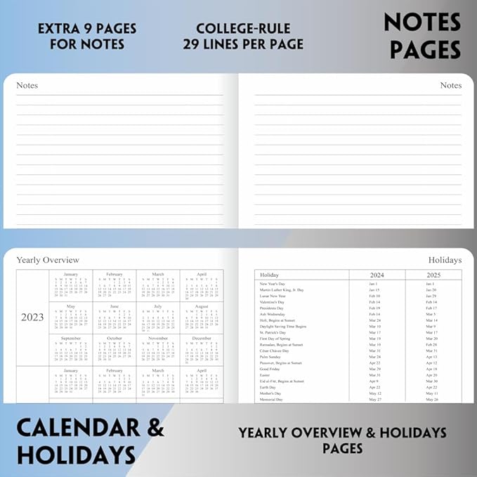 2025 Planner - Weekly and Monthly Planner Jan to Dec 2025, Vegan Leather Cover, Elastic Closure, 7”x9.25”, Purple