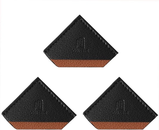 3 Pieces Leather Bookmarks Handmade Page Marker for Men Women, Faux Leather Page Clips Corner Book Markers for Teachers Gift for Writers Bookworm Book Lovers (06-Black Brown)