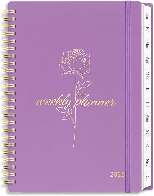 2025 Planner Weekly and Monthly, Calendar Planner with Monthly Tabs, 2025 Weekly Planner from Jan 2025 - Dec 2025, Weekly Monthly Planner with Spiral Binding- 6.3" X 8.5", Purple