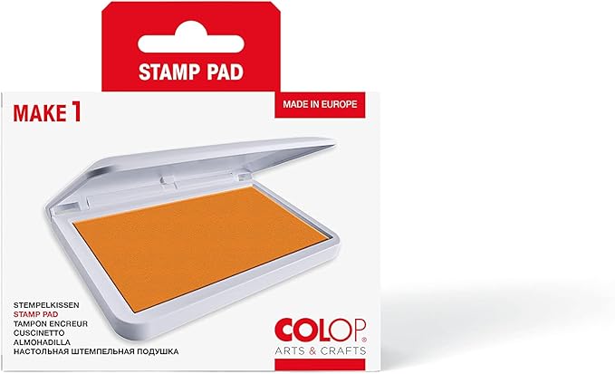 COLOP Make Series, Ink Stamp Pads, with Non-Toxic Premium Ink, Water-Based Acid-Free (Shiny Orange, Make 1-1-15/16" x 3-1/2")