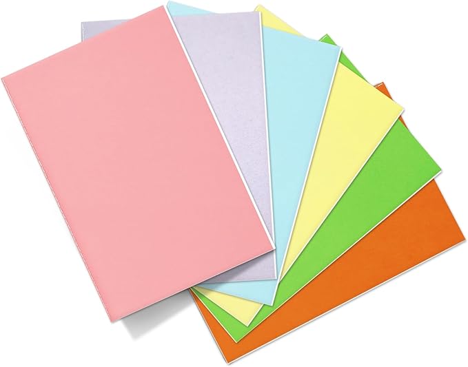 6 Pack Blank Books for Kids - 5.5"x 8.3", 60 Pages - Small Journals Bulk, Girls Notebooks for Drawing & Writing, Sketchbooks w/Colorful Soft Cover, Unlined Paper, A5 Travel Size (Light)
