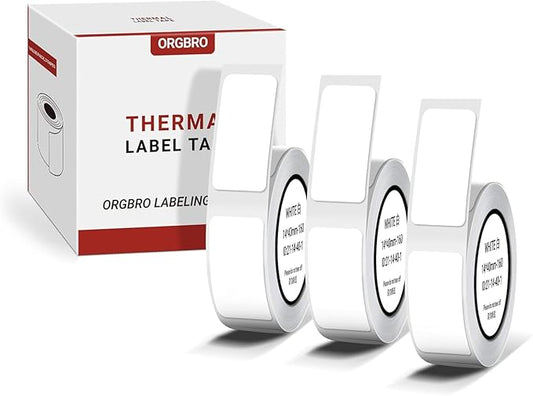 ORGBRO X1 Label Maker Tape, Genuine Thermal Label Print Paper 0.47"×1.57"(12×40mm), Standard Laminated Office Labeling Tape Replacement, 160 Tapes/Roll, 3-Roll, White