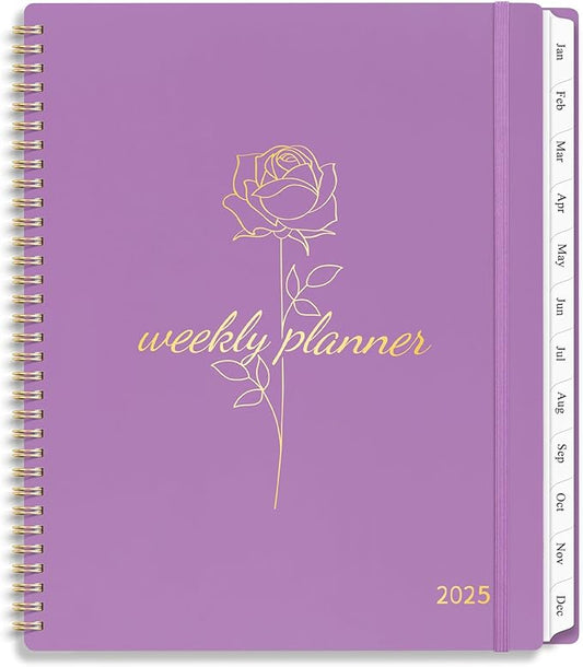 2025 Planner Weekly and Monthly, Calendar Planner with Monthly Tabs, 2025 Weekly Planner from Jan 2025 - Dec 2025, Weekly Monthly Planner with Spiral Binding- 8.5" x 11", Purple