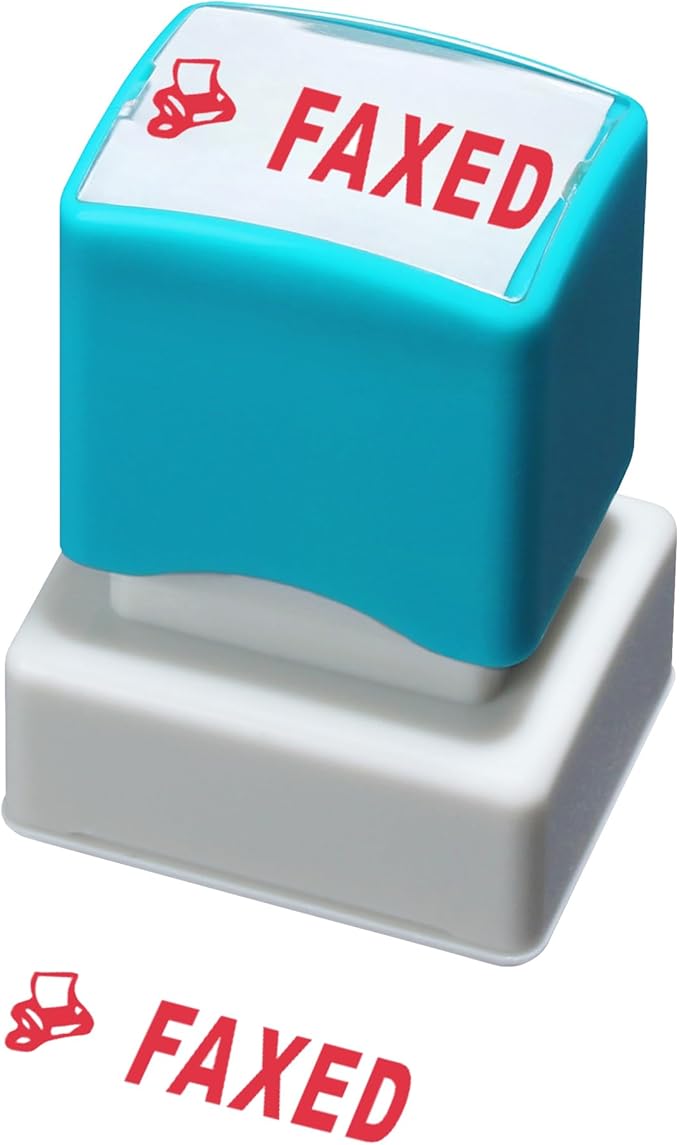 WAFJAMF Faxed Stamp–Pre-Inked Rubber Stamp Red Ink Office Stamp Message Stamp-Medium