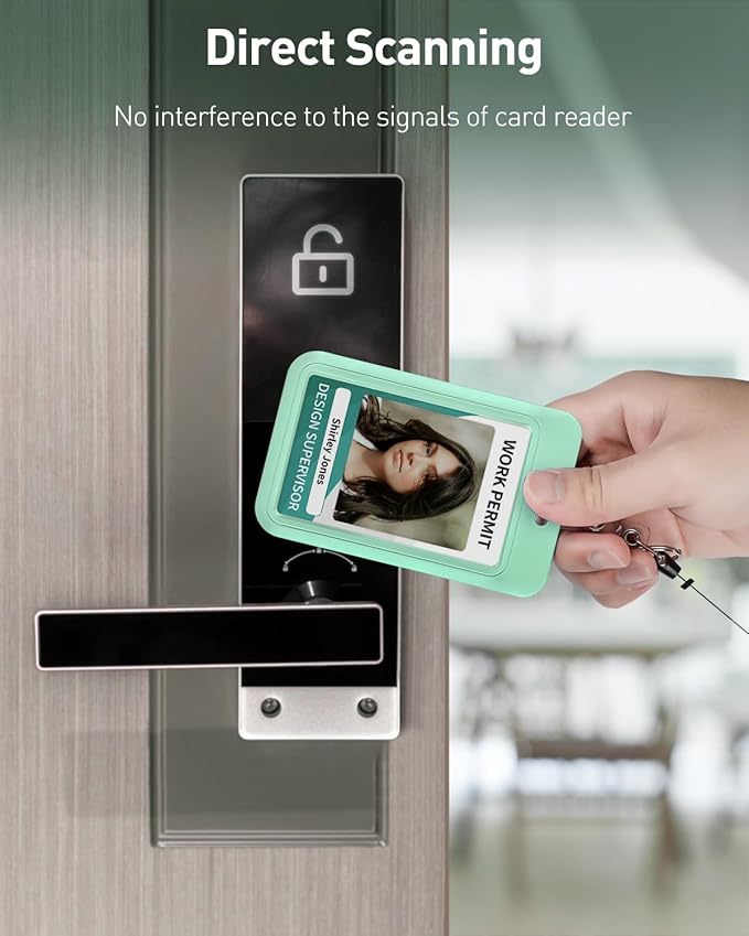 Uniclife 3 Pack Sliding ID Badge Holder Vertical Hard Plastic Case with Clear Window Light-green Card Protector Pouch for Office School ID Credit Cards Proximity Key Cards Driver’s Licenses and Passes