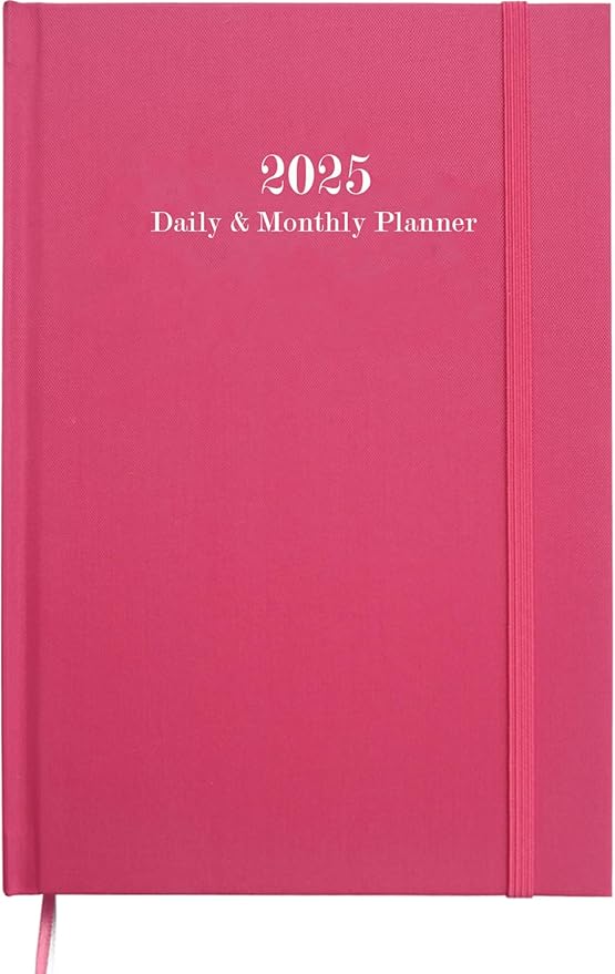 2025 Daily & Monthly Planner - 2025 Daily Planner One Page Per Day from January 2025 to December 2025, Hourly Appointment Book Perfect Organizer Daily Life, Fabric Cover, 5.8'' x 8.3'', Pink