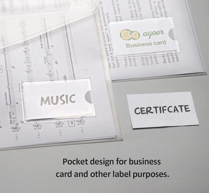 24 Pack A5 Plastic Envelopes - Agoer Clear Plastic Poly Envelope with Button Snap Closure, Clear Plastic Folders for Documents, Plastic File Bag Filing Envelopes for School Work Office Organization