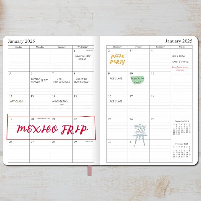 2025 Planner 8.5”x11”, Weekly and Monthly Planner from Jan to Dec 2025, Vegan Leather Cover, Elastic Closure, Rose Gold