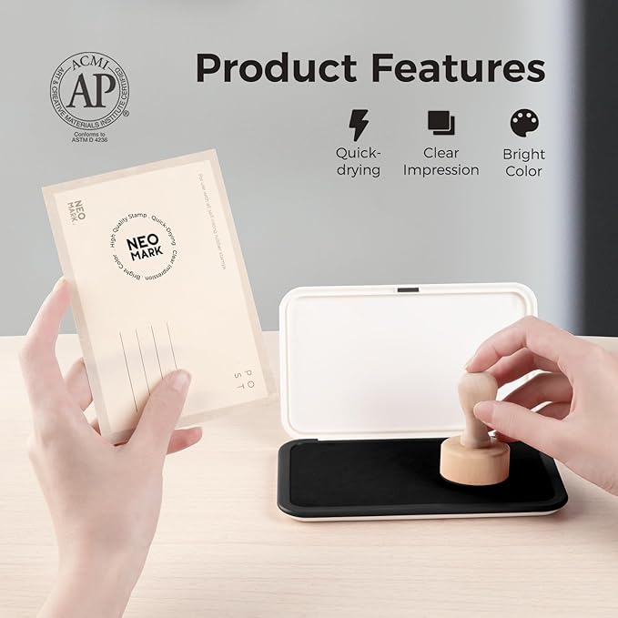 Large Stamp Pad - 3.50"x 6.25", Magnetic Lid, Premium Quality Felt Stamp Pad (Black)