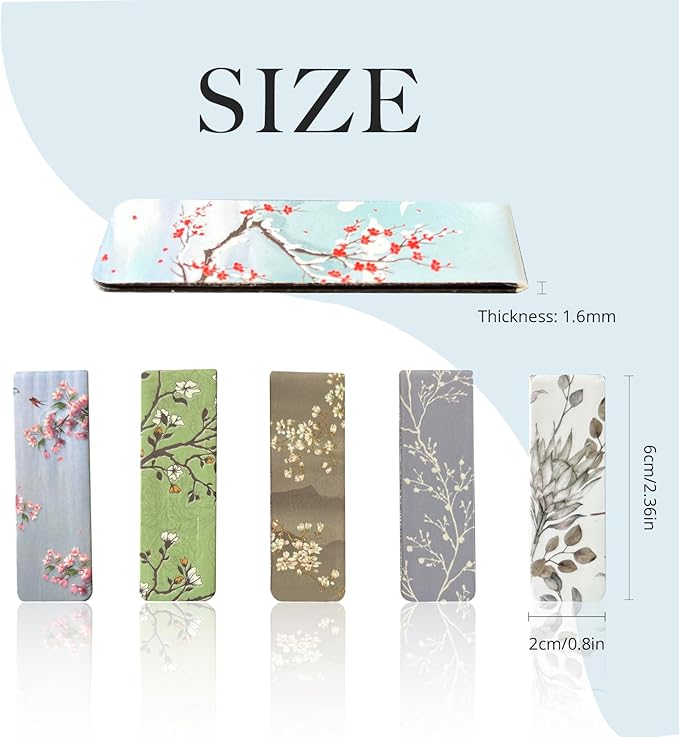 15 Pieces Bookmarks, Magnetic Bookmarks for Women, Men, Book Lovers Page Markers for Students Teachers Reading, Floral Style