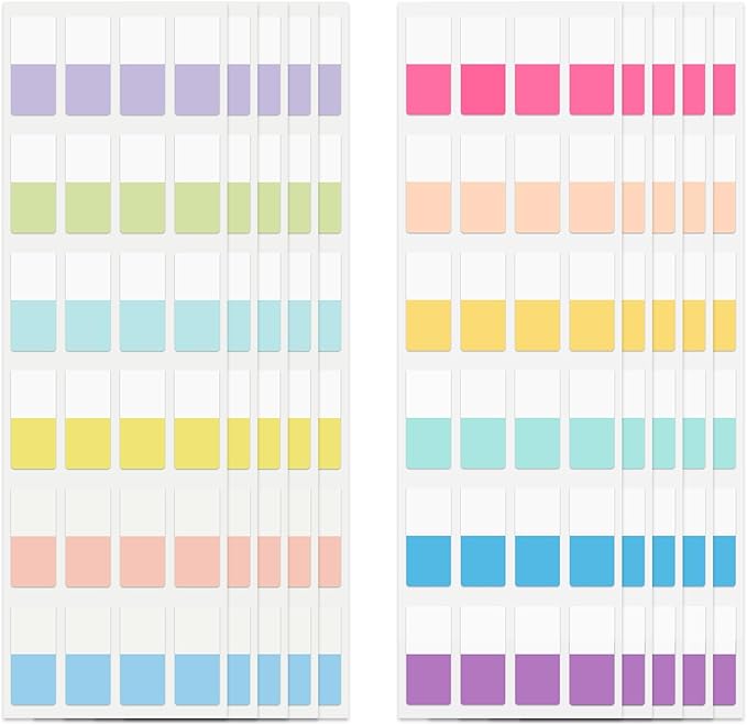 480 Pcs Sticky Index Tabs, Colored Book Sticky Tabs for Notebooks, Repositionable Page Tabs for Notebooks File Classification (0.5×1inch)
