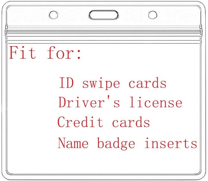 Extra Thick Horizontal ID Card Name Tag Badge Holder with Waterproof Type Resealable Zip (Holders, 200Packs)