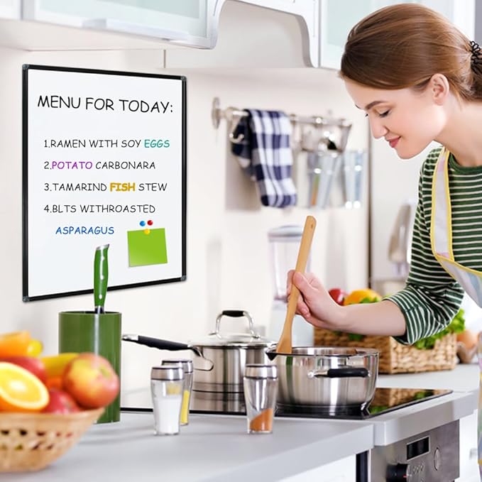 XIWODE Magnetic Dry Erase Board, Wall Mounted whiteboard, 12x18 inch, Black Aluminum Alloy Frame, Simple and Generous, Smooth Writing Surface, Easy to Wipe.