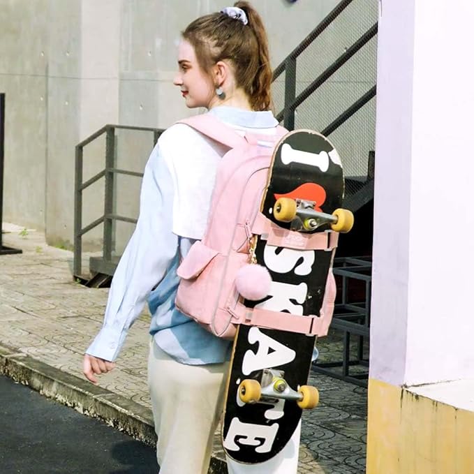 3PCS Laptop Backpack for Girls, 17" Water Resistant School Bag with Lunch Box, Cute Pink Bookbag Set for Women College Teenagers High Middle Elementary School