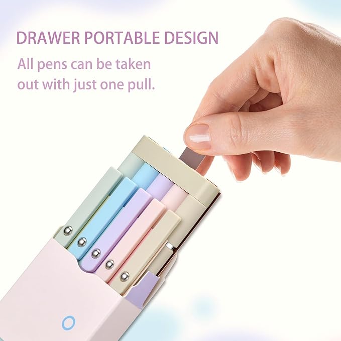 5PCS Retractable Gel Pens Set, Quick Dry Black Ink Fine Point Soft Touch Roller Ball Gel Ink Pen for Smooth Writing (Macaron Color)