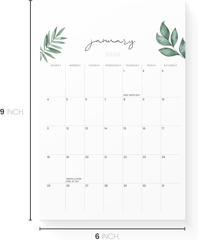 Magnetic Calendar for Refrigerator 2025 - Versatile 6x9 2025 Fridge Calendar Runs Until June 2026 - Easy Planning with Aesthetic Fridge Calendar Magnet - Karto - Greenery