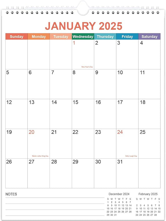 2025 Calendar - Wall Calendar 2025 from January 2025 - December 2025, 12 Months Calendar with Twin-Wire Binding & Hanging Hook, 8.5" x 11", Vertical Calendar, Colorful