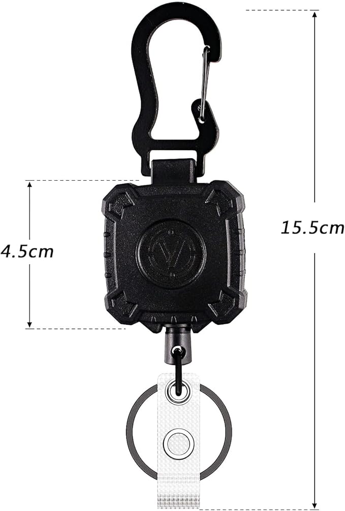 VIQWYIC 2 Pack Retractable Badge Holder Keychain, Heavy Duty Carabiner Badge Reel with Key Ring for Keys,Square