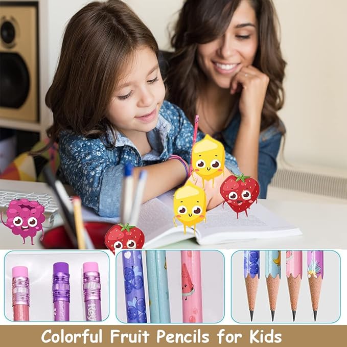 40 Pieces Scented Pencils for Kids Scented Pencils with Erasers Fruit HB Graphite Pencil for School Stationery Party Reward Supplies