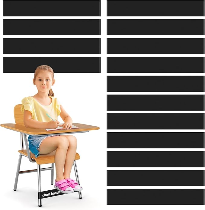 25 Pack Chair Bands for Kids with Fidgety Feet, ADHD Tools for Kids, ROOKEA Sensory Classroom Must Haves for ADHD Kids Fidget Chair Bands ADD Autism ADHD Chair Bands for Classroom Home Chairs