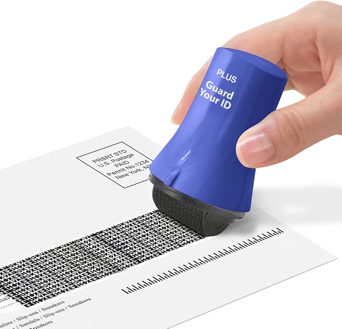 Wide Advanced ID Roller Stamp by Guard Your ID, Privacy Protection and Identity Theft Prevention, As Seen on TV (3-Pack, Blue, Pink, Purple)