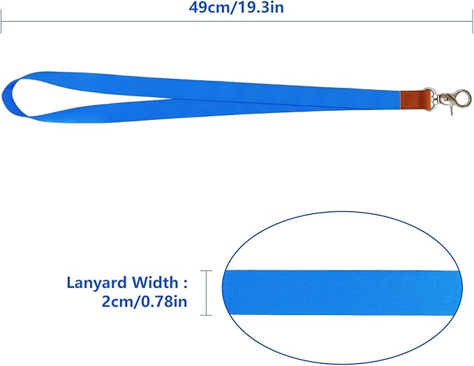 Long Neck Lanyard Leather Keychains with Metal Clasp, Sturdy Durable Women Men Id Badge Lanyard, Neck Lanyard Strap Ideal for Car Keys, Card Holder, Whistle, Keychain, Wallet