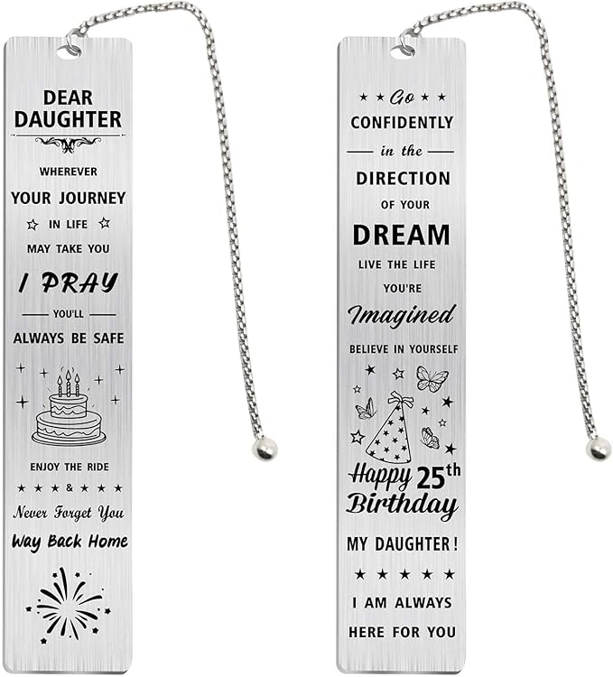 25 Year Old Birthday Gifts for Daughter, Daughter 25th Birthday Decorations for Women, Happy 25th Birthday Bookmark for Daughter