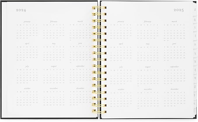 2024-2025 Sugar Paper Academic Signature Spiral Planner, Black, Monthly and Weekly Planning