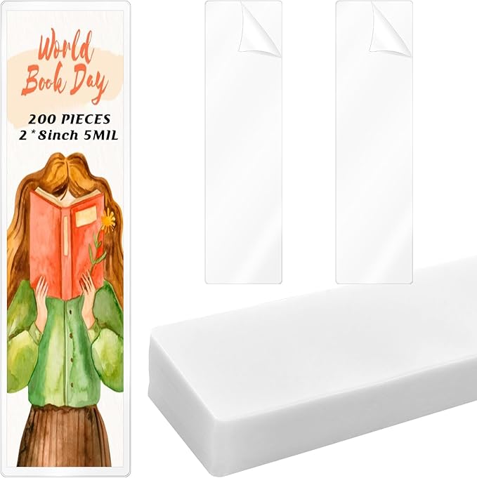 200Pieces Bookmark Laminating Pouches 2 * 8inch Hot Laminator Sleeves 5 Mil Compatible with Most Pouch Laminating Machines for Book Lovers Nature Lovers