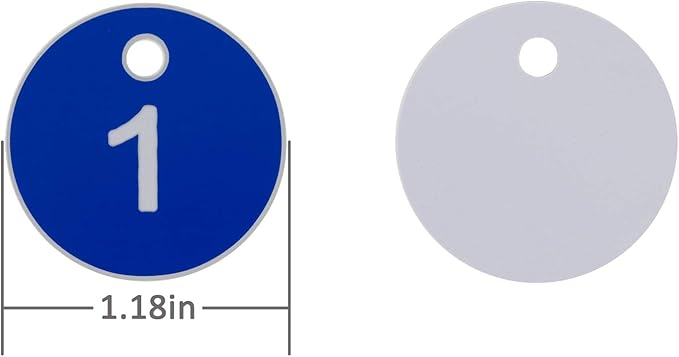 StayMax Plastic ID Number Tags Engraved Tags Key Tags Without Key Rings (201-300, Blue)