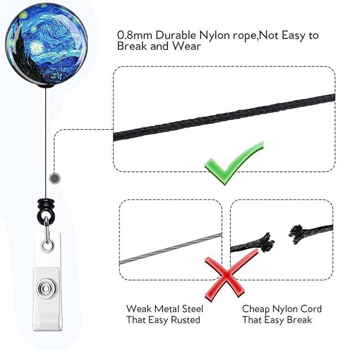 Retractable ID Badge Holder,Nurse Badge Reels with Clip,Name Card Holders for Office Worker Doctor Nurse (Starry Night)