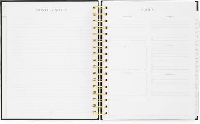 2024-2025 Sugar Paper Academic Signature Spiral Planner, Black, Monthly and Weekly Planning