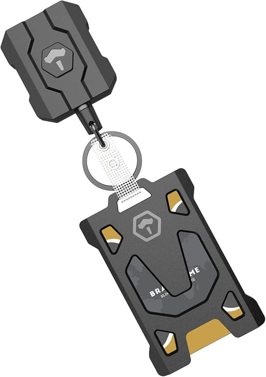 Retractable Keychain Badge Holder with Belt Clip, Heavy Duty Carabiner ID Badge Clip Reel, 31.5” Steel Retractable Cord, 10 oz Rebound，Black-1 Pack (with 1 Badge Clip)