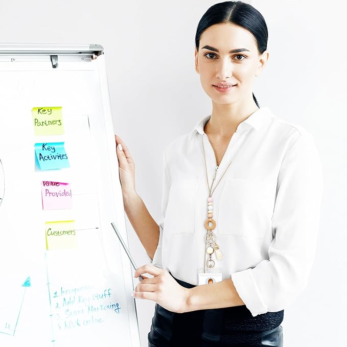 Colorful ID Badge Holder with Silicone Beads Lanyard Set,Cute Teacher Breakaway Lanyard for Keys & Keychain with Cute Retractable Badge Reel Holder,Gift for Women,Nurse, Teacher. (D)