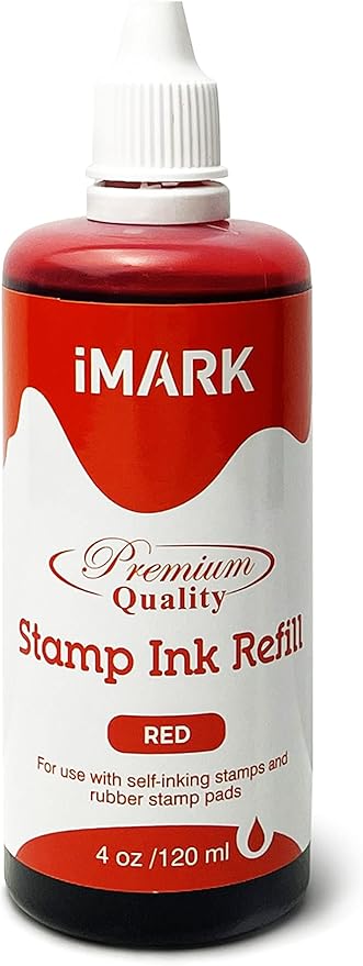 iMARK Premium Refill Ink for Self-Inking Stamps, Daters and Stamp Pads (4 oz, Red)