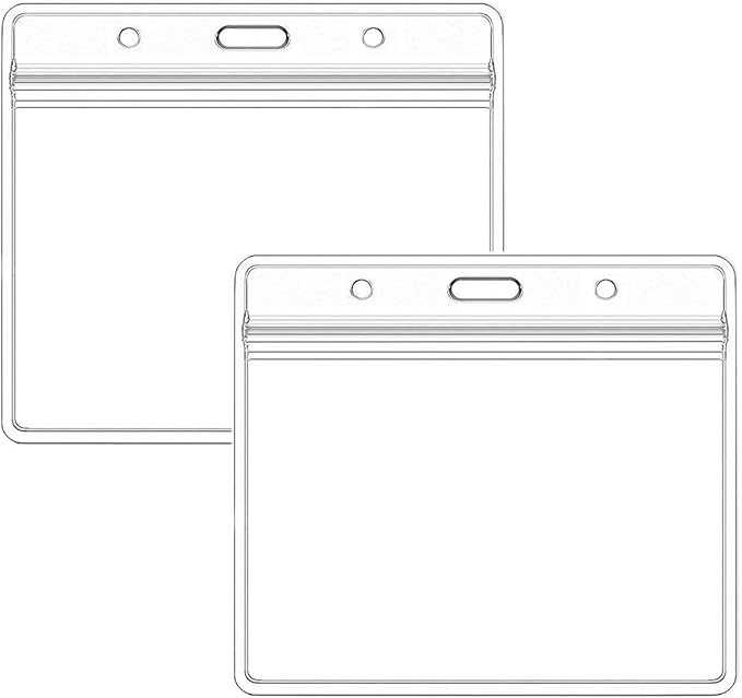 Extra Thick Horizontal ID Card Name Tag Badge Holder with Waterproof Type Resealable Zip (Holders, 200Packs)