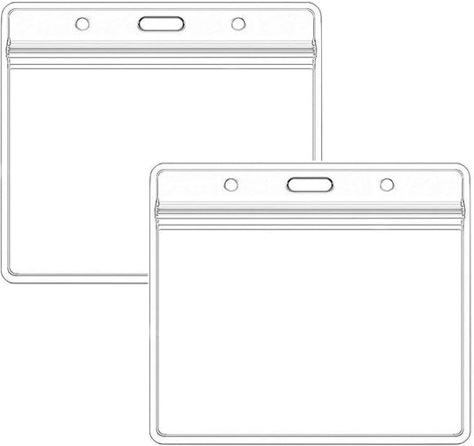 Extra Thick Horizontal ID Card Name Tag Badge Holder with Waterproof Type Resealable Zip (Holders, 200Packs)