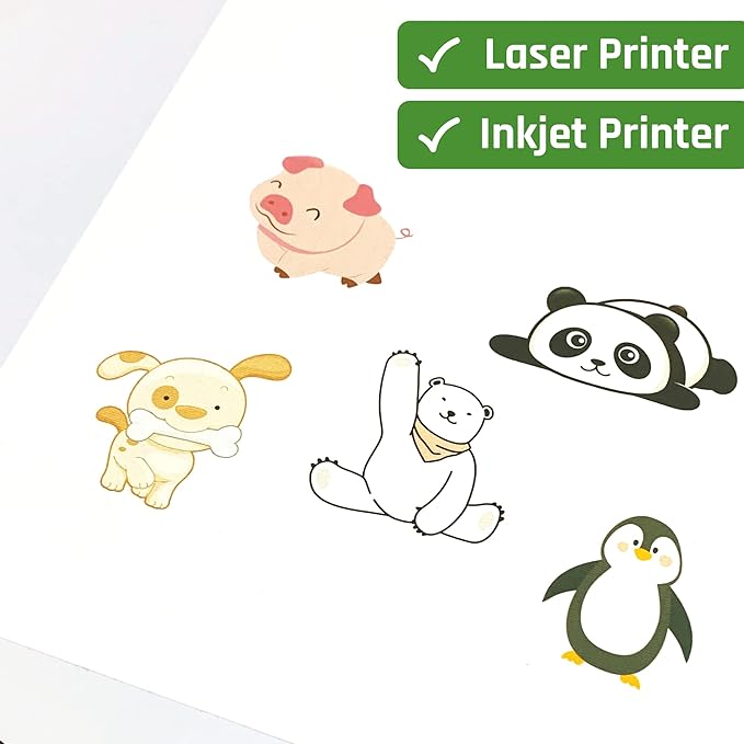 200 Sheets, Printable White Sticker Paper, Laser/Inkjet Printing - Matte, Letter Size (8.5" x 11")