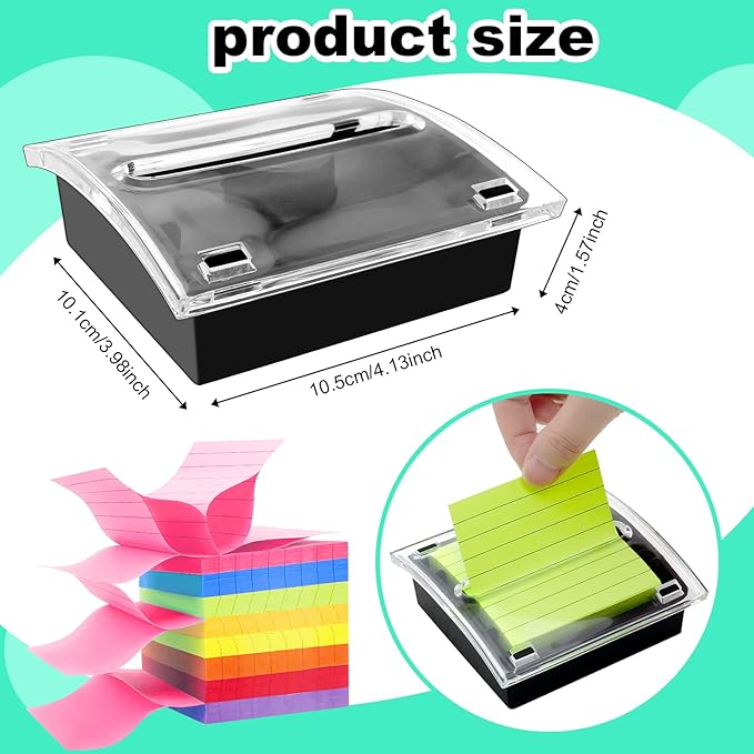 4 Pcs Pop Up Sticky Note Dispenser Sticky Note Holder Pop Up Note Dispenser Transparent Top for 3 x 3 Inch Sticky Notes School Office Home Store Black Base Clear Top (4)