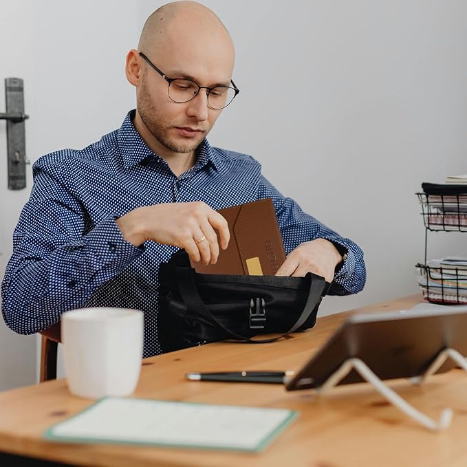 2025 Daily Monthly Planner - Calendar, January - December 2025, 100GSM Thick Paper, Leather Cover, Planner with Hourly Schedule,6.1" x 8.2", Daily Inside Page - Monthly Inside Page, Pen Holder, Bookmarks (Brown)