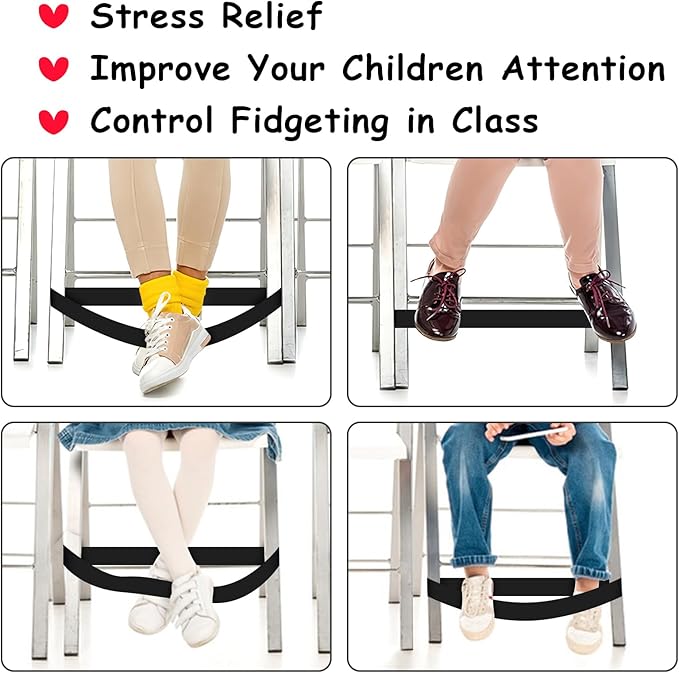 25 Pack Chair Bands for Kids with Fidgety Feet, ADHD Tools for Kids, ROOKEA Sensory Classroom Must Haves for ADHD Kids Fidget Chair Bands ADD Autism ADHD Chair Bands for Classroom Home Chairs