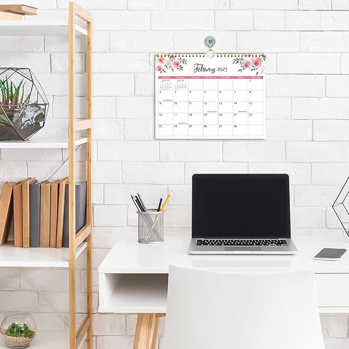 2025 Calendar - 2025 Wall Calendar, January 2025 - June 2026, 14.5" x 11.5", 18 Monthly Wall Calendar 2025-2026, Twin-Wire Binding + Hanging Hook + Thick Paper, Floral