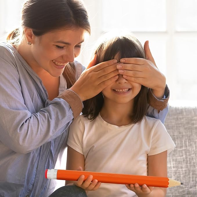 2 Pcs 16 Inch Pencils Wooden Jumbo Pencils Giant Wooden Pencils Funny Big Pencil with Cap Eraser Large Pencil Fun Novelty Gifts for Kids School Kindergarten Home Office Supplies (Orange)