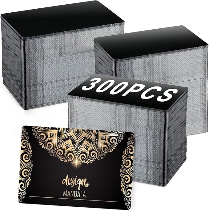 300 Pcs Metal Business Cards Black Metal Business Card Blanks for CNC Engraver Laser Engraving Reliable and Sturdy Multipurpose Aluminium Business Card Blanks Thickness 0.01 Inch
